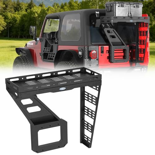 Hooke Road Tailgate Storage Basket Spare Tire Cargo Rack for 1997-2006 Jeep Wrangler TJ, Steel...