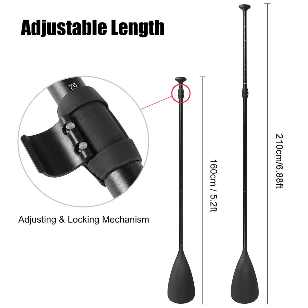 Pagaia per Kayak, pagaia per Stand up Paddle tavola da Surf pagaia telescopica Regolabile 160-210cm Alluminio per Stand up Paddle per Canottaggio Kayak Surf