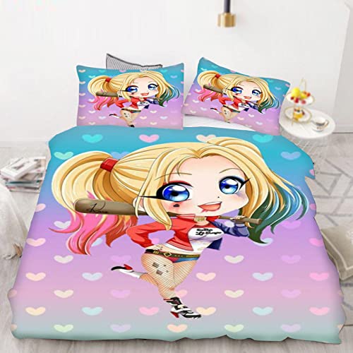 Bfrdollf Animado Juego de Ropa de Cama de 135 x 200 cm, diseño de Payaso de Belleza de Belleza para niños y niñas (7,Single 140 X 210 cm)
