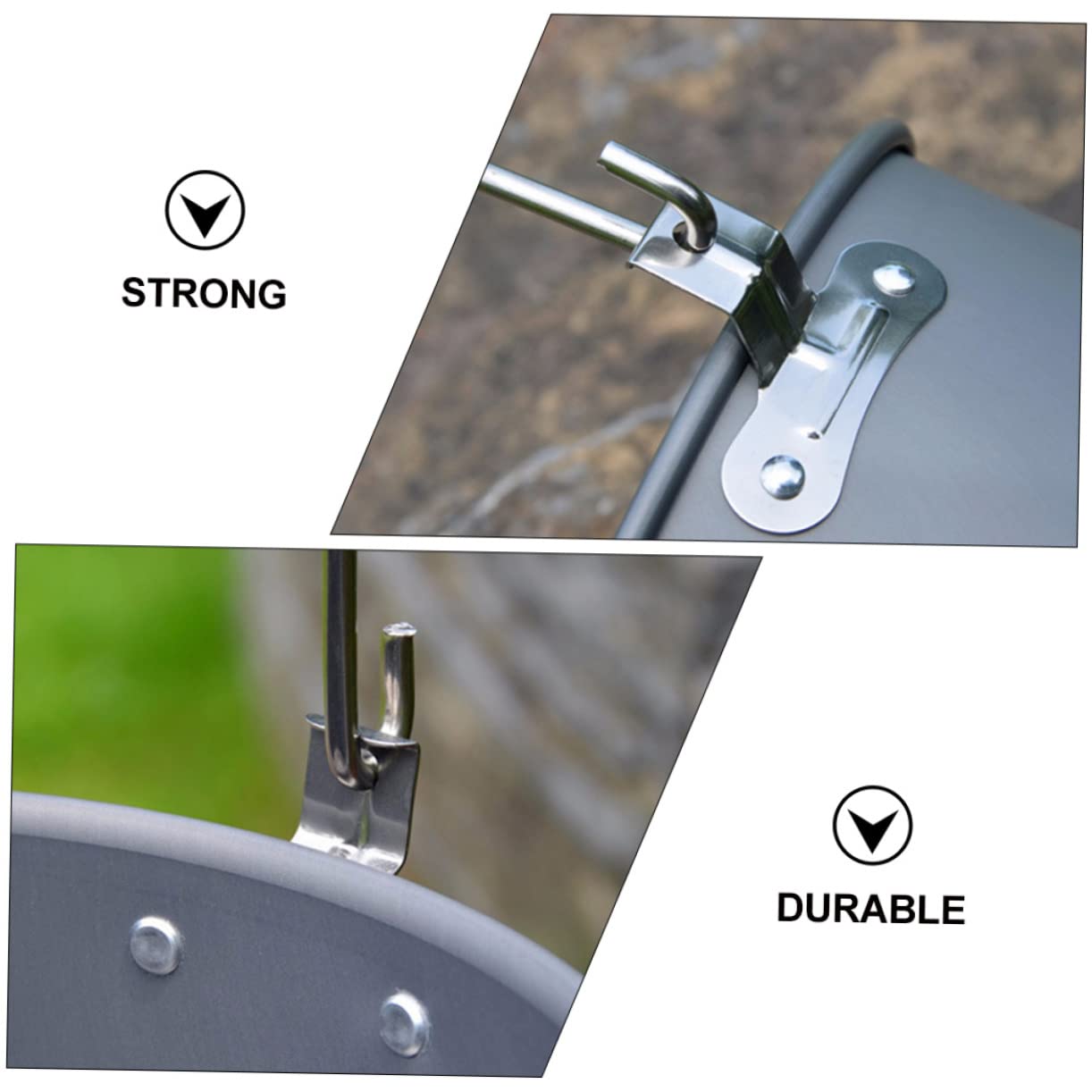 POPETPOP Casserole Suspendue de Camping en Alliage D’Aluminium 5-8 Personnes Poignée Pliable Antidérapante pour Vaisselle de Plein Air Randonnée Pique-niques