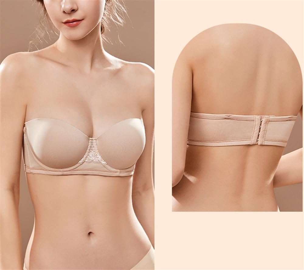 Sujetador Bandeau Invisible Sin Tirantes De Talla Grande Para Mujer Bralette De Silicona Antideslizante Que Levanta, Correas De Hombro Desmontables