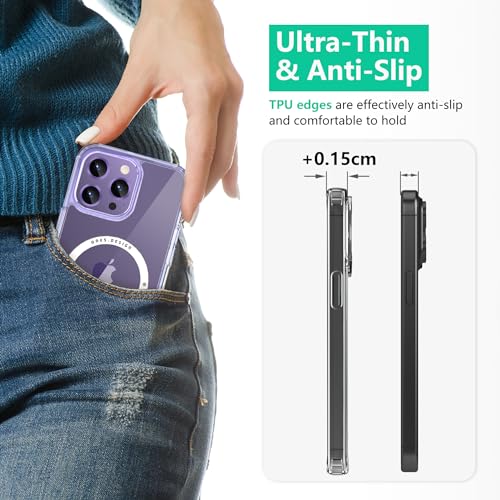 Image of ONES for iPhone 13 Pro Max Case, Hybrid Magnetic Phone Case, Compatible with MagSafe, Military Grade Protection, Shockproof Airbag, Anti-Yellow Silicone Cover, Scratch-Resistant, Thin, Clear