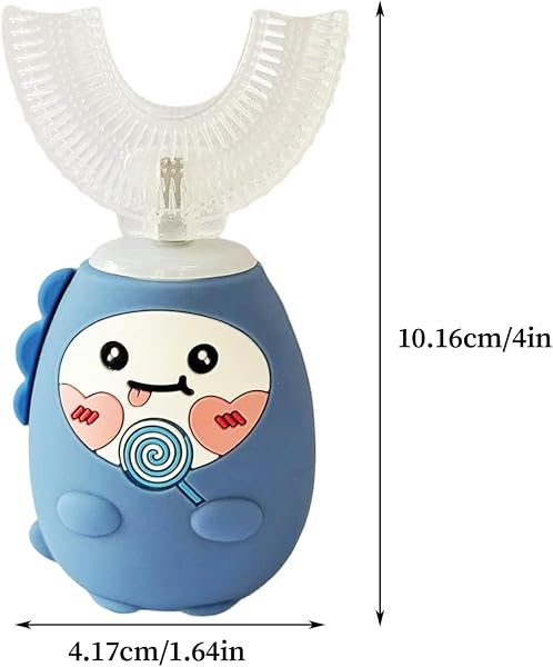 Spazzolino da denti a U per bambini, 3 modalità, elettrico a forma di U, timer da 2 minuti, per la pulizia dei denti dei bambini, portatile, automatico, con timer, divertente pulizia dei denti per la - 2