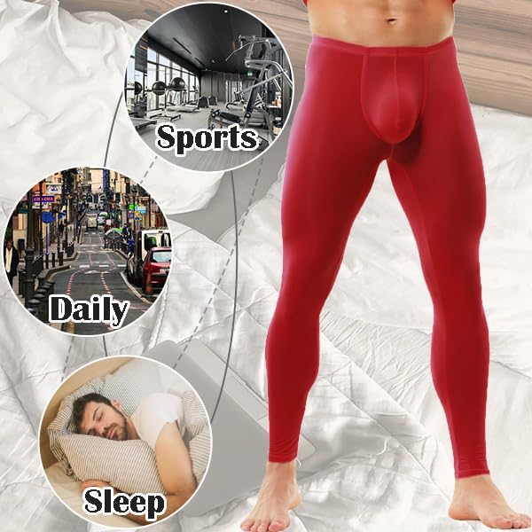 Mens Thermal Underwear Bottoms Activewear Leggings Long Johns Underpants Activewear Yoga Pants for Men4