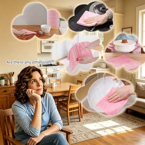 Image of Ferdilan 80 Pack Microfiber Cleaning Cloth Roll,Lint Free Rags Paper Towels & Tear Away Reusable Towels,Washable Shop Rags,Wash Cloths Dish Rags(12 inch x 12 inch) for Car Kitchen Window Garage-Pink