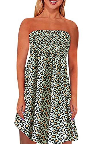 Image of Zyyfly Strapless Dress for Women Summer Beach Boho Smocked Tube Top Dress