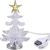 Vista 9 de Árbol de Navidad LED con luces brillantes multicolor con alimentación USB y ventosa para escritorio, luces LED brillantes para mini de 5 pulgadas, 7