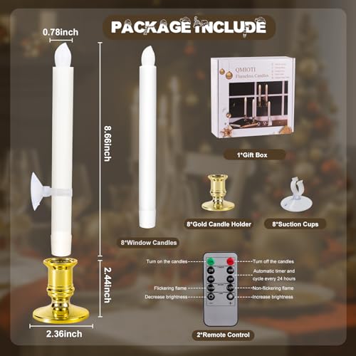 Velas LED de Navidad para ventana con mando y ventosas paquete de 8 2