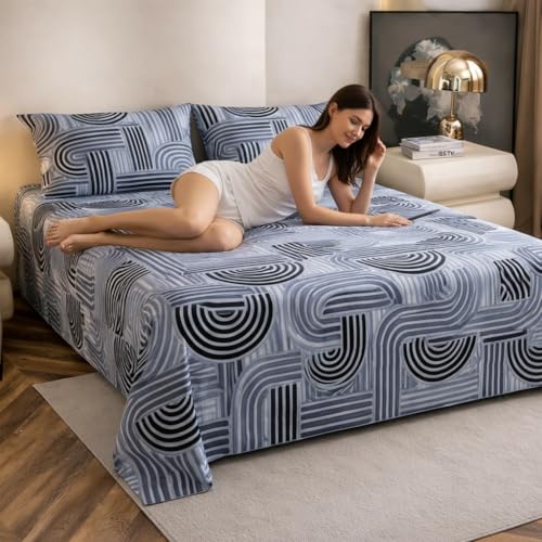 Image of Amazon Brand - Umi King Size Cotton Bedsheet 90x108 Inches with 2 Pillow Covers | Elegant Striped Design | Soft 210 TC Pure Cotton Double Bed Sheet