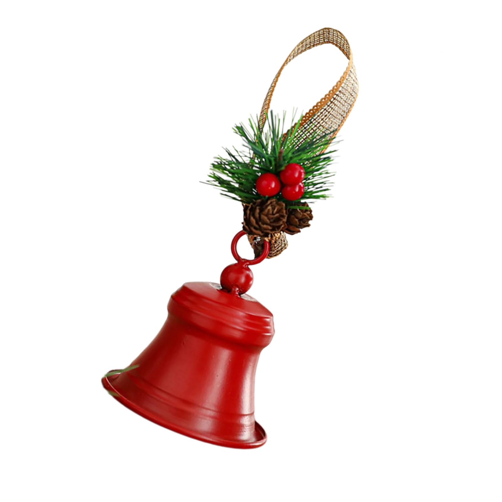 Buxuaaaa Christmas Bells Decors with Hanging Rope Pine Cone Bowknot Vintage Metal Bells for Tree Wreath Door Wall Decorations Festival Tree