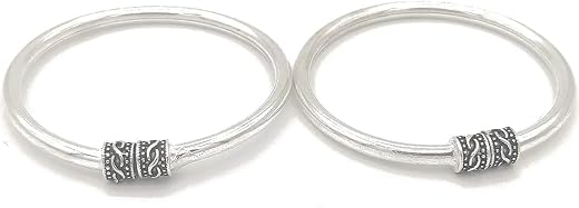 S H Jewels Pure Silver Oxidised Kada/Kadli for Boys & Girls Upto Age 2 Years (One Pair) 18 Grams