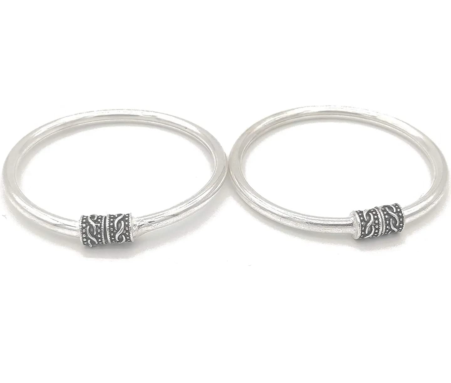 S H Jewels Pure Silver Oxidised Kada/Kadli for Boys & Girls Upto Age 2 Years (One Pair) 18 Grams - Review, Price and Buying Guide