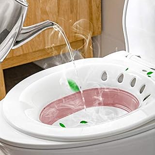 Foldable Sitz Bath for Toilet,Seat Sitz Bath Basin for Pregnant Women,Hemorrhoids,Elderly,Fits Universal Toilets and Commode Chair (Pink)