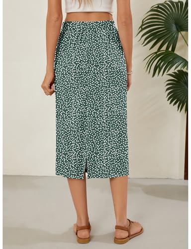 Image of Naggoo Midi Skirts for Women Summer Elastic High Waisted Basic Straight Skirt with Slit