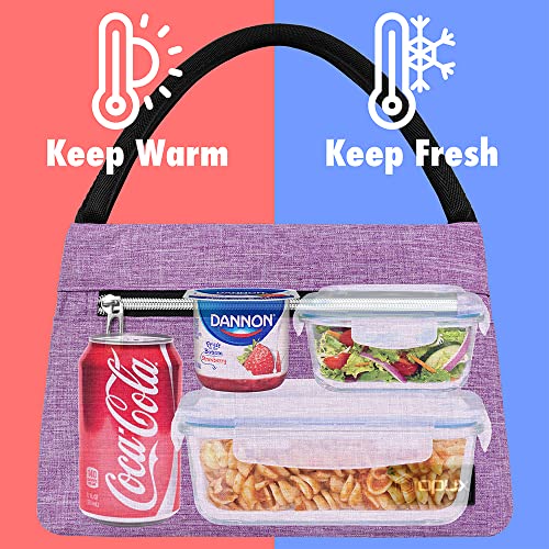 Opux Lunch Box For Women, Insulated Lunch Bag Girls School Kids Teens, Cute Small Soft Cooler Tote For Women Adult Work Office, Reusable Medium Lunch Purse Pail, Heather Purple #TOP1