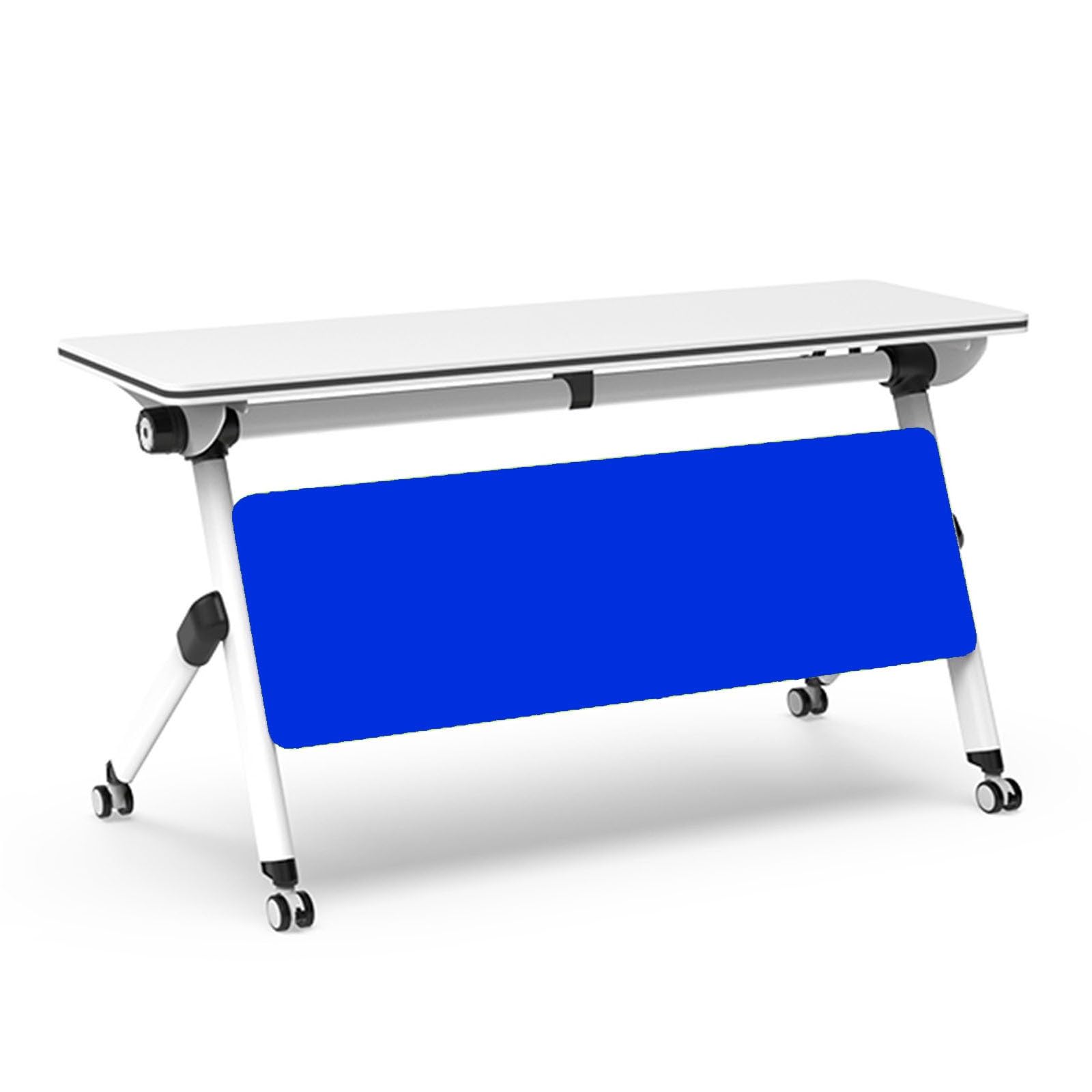 Conference Table With Flip-Top Design Flip Top Mobile Large Rectangle Folding Conference Table With Caster Wheels Modular, Space-Saving Design For Office Meetings And Training Sessions(Blue,55x20x30in