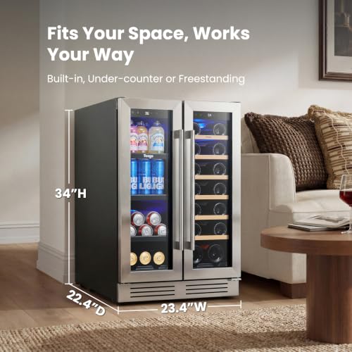 Image of Yeego 24 Inch Wine and Beverage Cooler, 60 Can 20 Bottle Wine Fridge