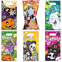 CCINEE 72 Pcs Halloween Goodie Bag Plastic Candy Bags for Trick or Treating Halloween Trick or Treat Candy Bags for Event Party Favor,6 Designs