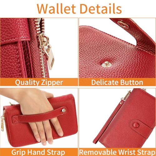 Image of Wristlet Wallets for Women RFID Blocking, Large Capacity Long Wallet Women Leather Credit Card Holder