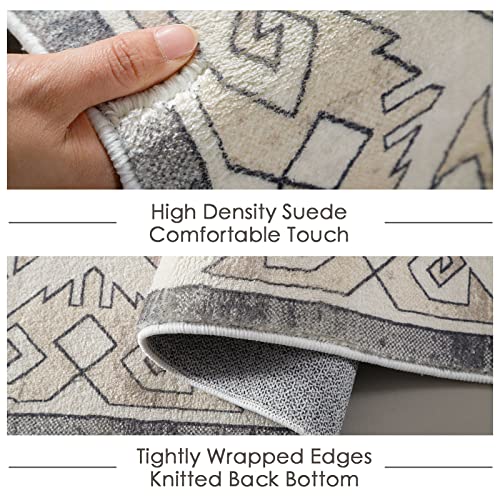 Finoren Moroccan Distressed Area Rug,Stain Resistant Washable,Low Pile Non-Slip Rug For Living Room Bedroom Dining Room Kitchen Indoor Office,Pet Child Friendly Floor Decor,Brown,4'X6' #TOP3