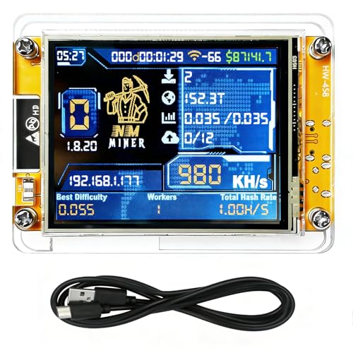 Joymeey NM Bitcoin Miner, 980KH/S, 2.8' Smart Screen BTC Solo Crypto Mining Machine, Energy-Saving for Home Office Use