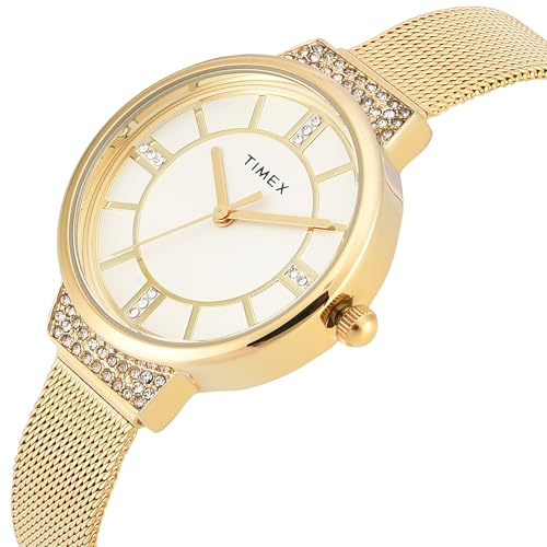 Image of TIMEX Champagne Round Dial Analog Women's Watch - TWEL22401