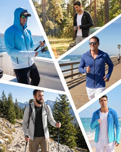 Image of Roadbox Men's UPF 50+ Zip Up Sun Hoodie, UV Protection Lightweight Jacket