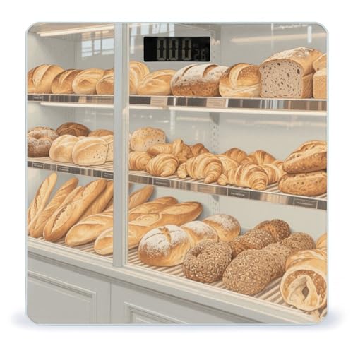 Báscula digital de baño Funny Bread con vidrio templado miniatura 1