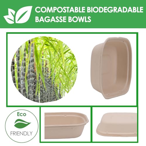 image for Kaderron 60 Pack 38 OZ Large Paper Bowls with Lids, Heavy Duty Disposa