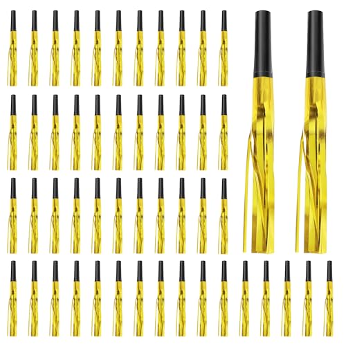 Traplace 50Pcs New Years Noise Makers, Gold Party Blowers, Happy New Year Party Favors Metallic Fringed Party Horns, Birthday Blowers for Adults Women Men New Years Eve Supplies