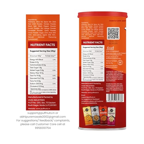Image of Puffnuts COMBO Of 4 (308g) | Roasted and Flavoured Makhana | Healthy Snack | Namkeen | Puff Nuts | Gluten Free | Cholesterol Free | Protein Rich | Fiber Rich | With Calcium & Magnesium | Roasted in Olive Oil | Pack Of 4 x 77g (Mint Masti, Tangy Tomato, Mexican Chipotle, Cream & Onion)