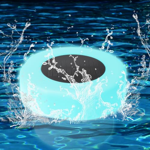 Asfrode Flotador dosificador para piscina con luces solares de colores, dosificador de cloro LED, luz solar para piscina, dispensador de cloro, con mando a distancia, antihundimiento, dispensador de