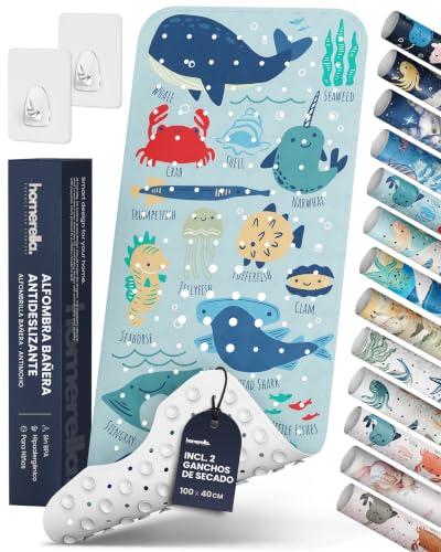 Homerella Alfombra De Baño Antideslizante Y Delicada Con La Piel, 100x40cm, Incl. Ganchos Esterilla De Tina Sin Bpa Estera Resistente Al Moho Y Lavable A Máquina Alfombrilla De Baño