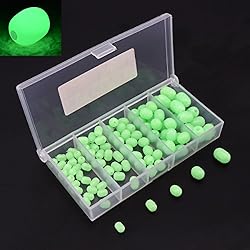 Aparejos De Pesca Mar OriGlam 100 piezas de plástico blando Luminous Glow Cuentas Pesca, cuentas redondas de perlas de plástico, forma ovalada Pesca Señuelos, verde mar pesca Bead