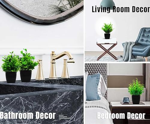 Image of Small Potted Faux Plant, Pack of 12 Artificial Plant with Pot, Plastic Green Fake Plants, Indoor Plants, Gift Item, Living Room Decoration, Balcony Decration, Office Decor