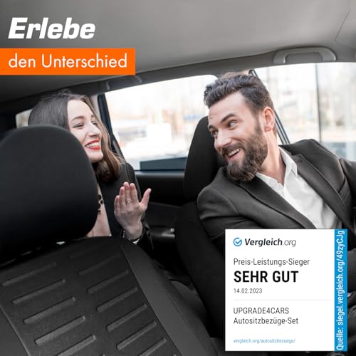 Upgrade4cars Autositzbezüge Set für die Vordersitze | Auto-Schonbezüge Universal Schwarz Auto-Sitzbezug Sommer Winter | Autozubehör Innenraum Deko | Geschenke für Frauen und Männer
