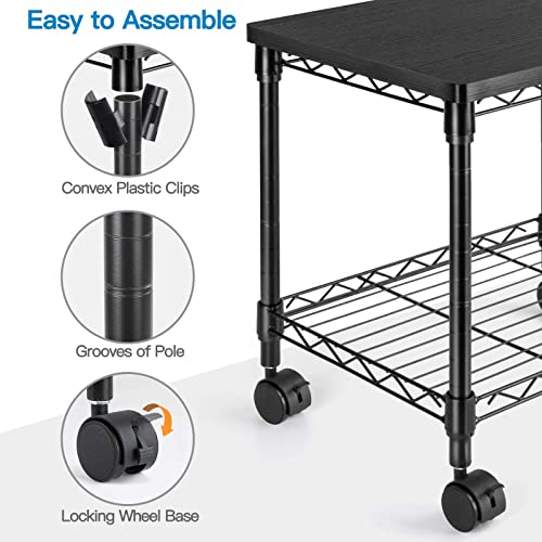 Huanuo Under Desk Printer Stand, 2 Tier Printer Cart For Storage, Mobile Printer Table With Swivel Wheels, Holds Up To 100Lbs, Perfect Desk Organizer Shelf For Home & Office, Hnps02 #TOP6