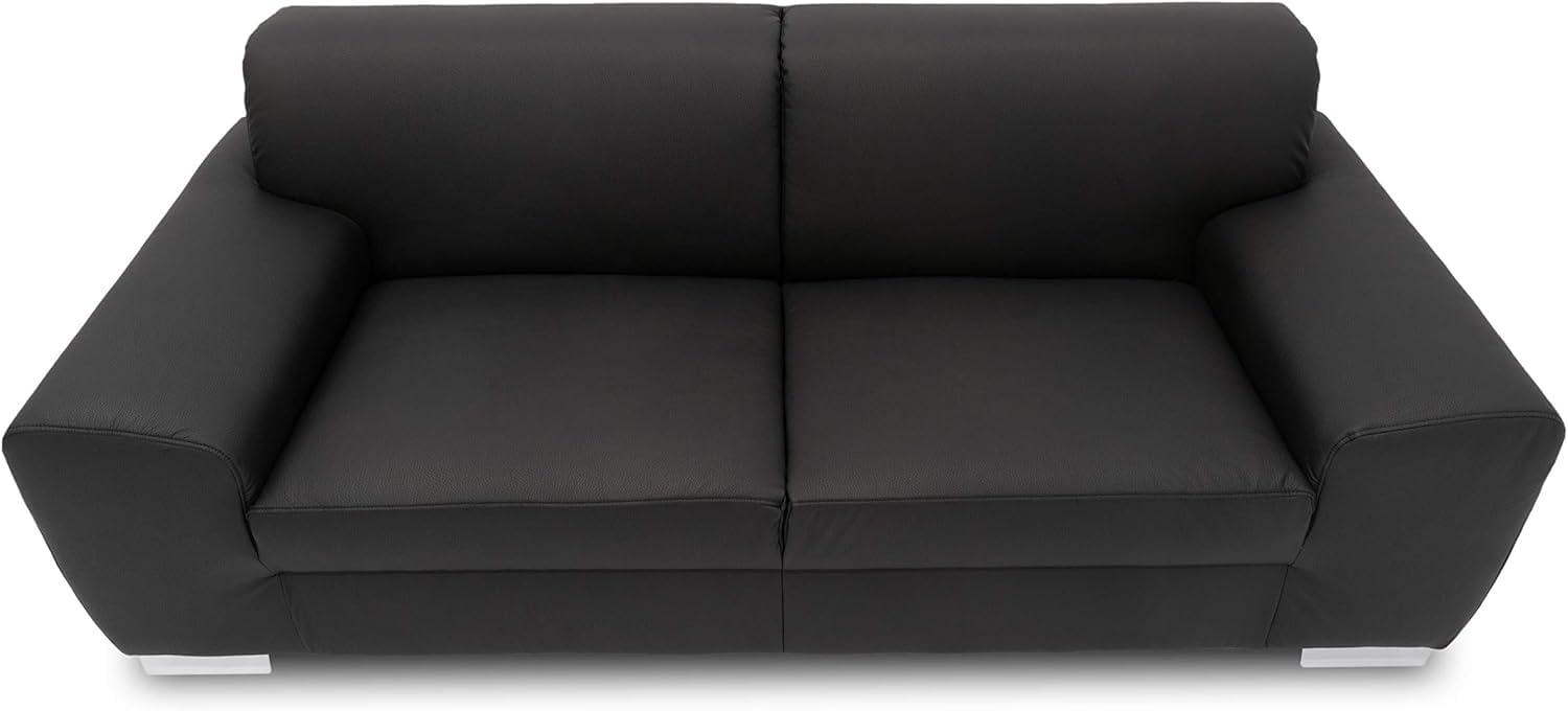 DOMO Collection Ricardo Sofa, 3-Sitzer Couch, Garnitur in Kunstleder, schwarz, 220x89x81 cm