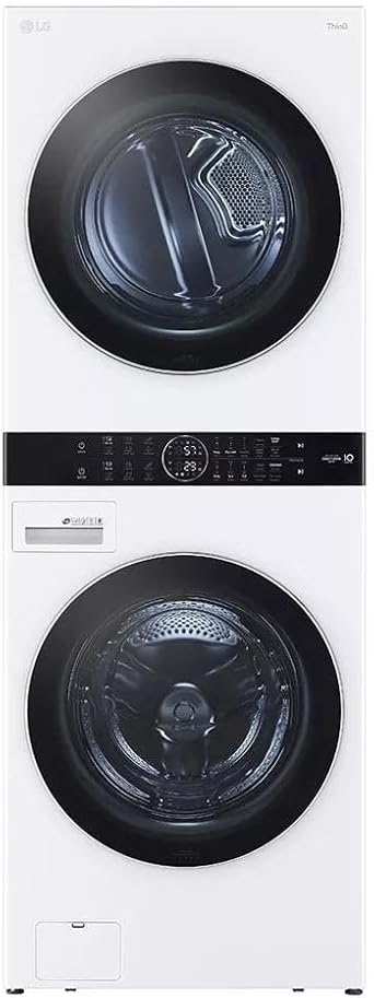 LG WashTower Stacked Smart Laundry Center 4.5 Cu.Ft. Front Load Washer & 7.4 Cu.Ft. Electric Dryer in White w/Steam WKEX200HWA