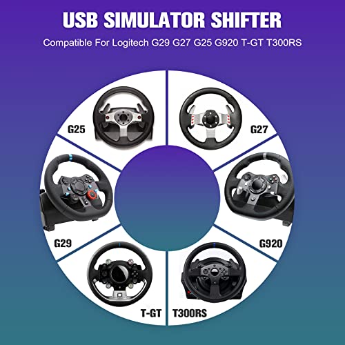 Image of USB Simulator Shifter for ATS ETS Dust WRC Sim Racing Games H Sequential Shifter for Logitech G29 G27 G25 G920 Thrustmaster T300RS /GT Steering Wheel PC Windows 6+R Sequential Gearshift Knob