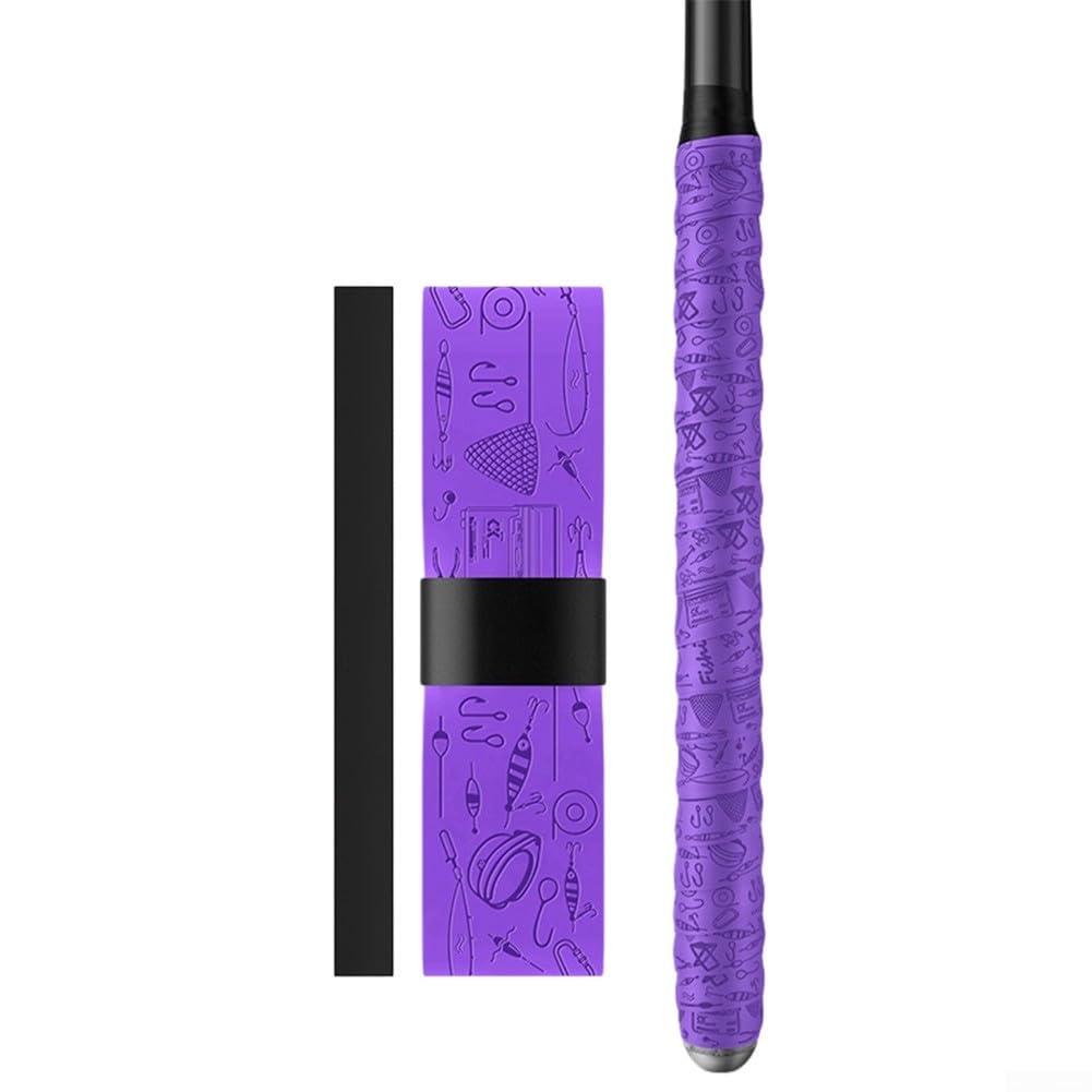 SiSinkal Fishing Rod Strap High Elasticity Shock Absorption PU Waterproof Anti Slip Grip Tape for Rod Building Repair Protection 2m Length(2m purple)