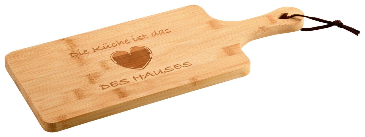 KESPER Chopping and Serving Board with Heart, Material: Bamboo, Dimensions: 42 x 17 x 1.5 cm, Heart Motif, Colour: Brown, 58393