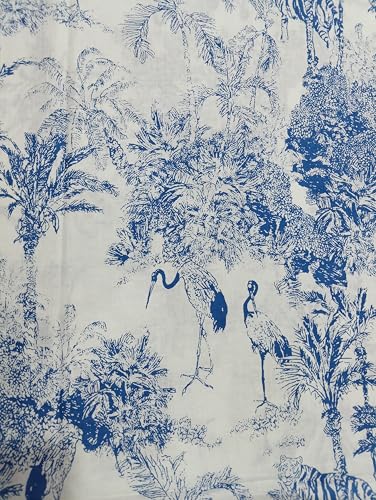 Image of Doraya Pure Cotton Dress Making Fabric Sanganeri Print Jaipuri Hand Block Printed Unstitched Dress Material for Women Blouse /Plazzo,Kurti /Lehenga Piece Womens 43 inch Inches Width (Blue 5, 2.5 Meter)