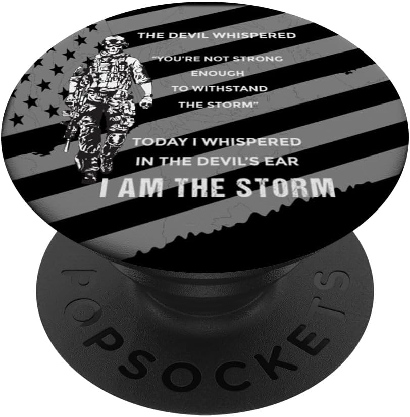 Military Combat Veteran Proud Patriot US Flag I Am The Storm PopSockets PopWallet for MagSafe