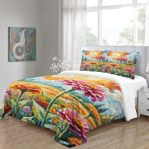 Housse de couette Zinnia Elegans 3D 200x200 microfibre - 5