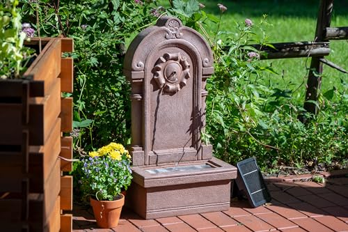 dobar® 96090e Solarbrunnen Poseidon | Gartenbrunnen mit LED Beleuchtung | Terrassenbrunnen aus Polyresin | Zierbrunnen Outdoor |Design Springbrunnen Kunststein | 40 x 26 x 76 cm | Steingrau