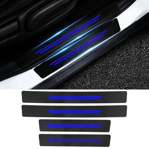 4 Pcs Fiber Car Door Sill Protectors for VW Golf 7 Typ AU R-Line 2017 2018 2019, Carbon Fiber Threshold Scuff Plate Cover Car Kick Plates(Blue)