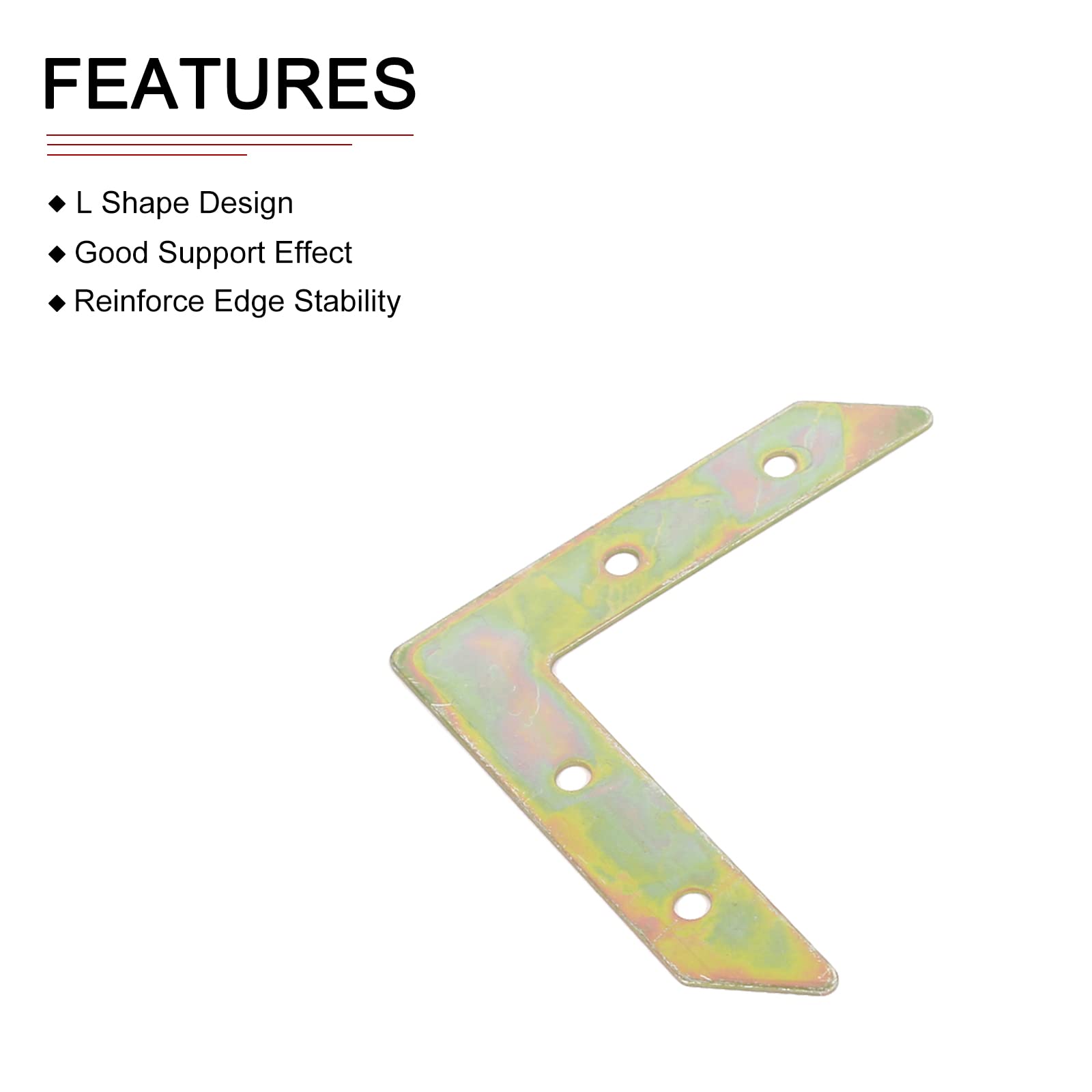DTGN 3.03"x3.03"(LxW) L Brackets - 10Pack - Good for Furniture Mending Repair - Durable Metal Fixing Brace Plate - Multicolored - Image 3