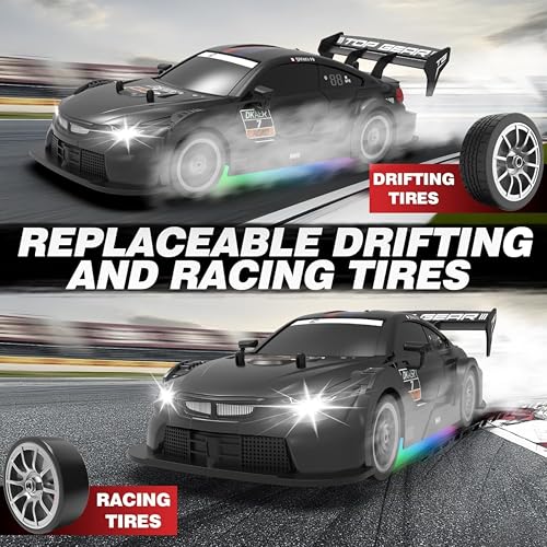 Image of Krishiv RCS RC Drift Car for Kids 6-12 - 1:16 4WD High Speed 30km /h Remote Control Car with LED Lights Rechargeable Battery Extra Drift Tyres Track Cones Wrench Toy Car Gift
