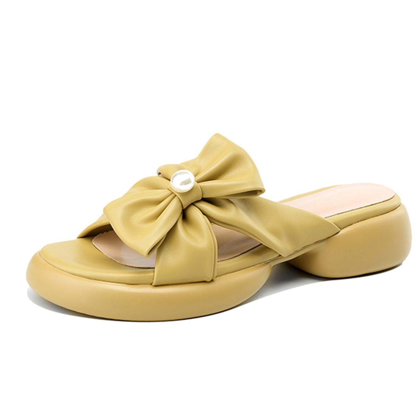 Sandali Estivi Donna Fiocco Punta Aperta Platform 4 cm | Design casual, Punta tonda, Dettaglio fiocco, Suola spessa, Vacanza e quotidiano